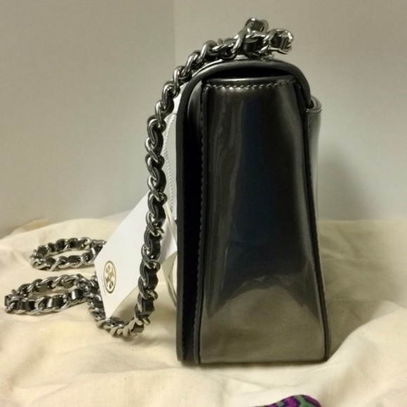 Tory Burch Metallic Patent Leather Mercer Shoulder Bag - Picture 8 of 11